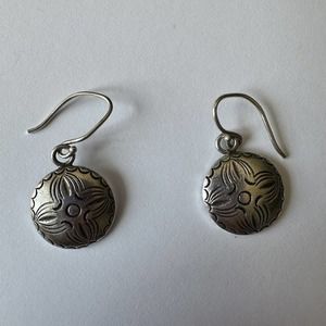 Vintage Sterling Silver Earrings Drop Flower Southwestern